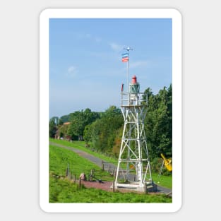 Liener Hörn lighthouse on the Huntedeich, Elsfleth; district of Wesermarsch; Lower Saxony; Germany; Europe Sticker